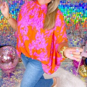 Tyche Orange and Pink Blouse